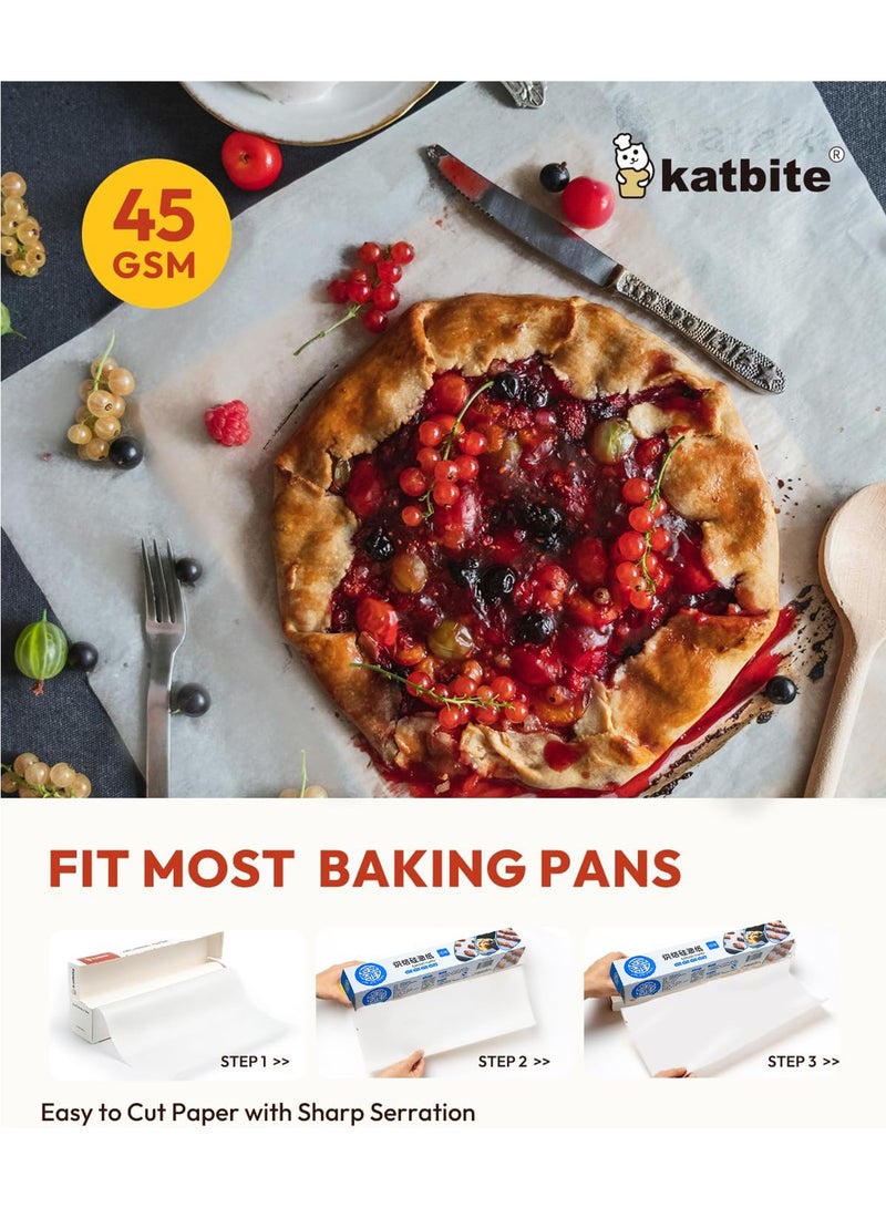 روعة 30 سم × 20 مترًا، قطعتان من ورق الخبز، ورق خبز غير لاصق أبيض مع قاطع للقلي الهوائي والخبز والطهي بالبخار - Image 4