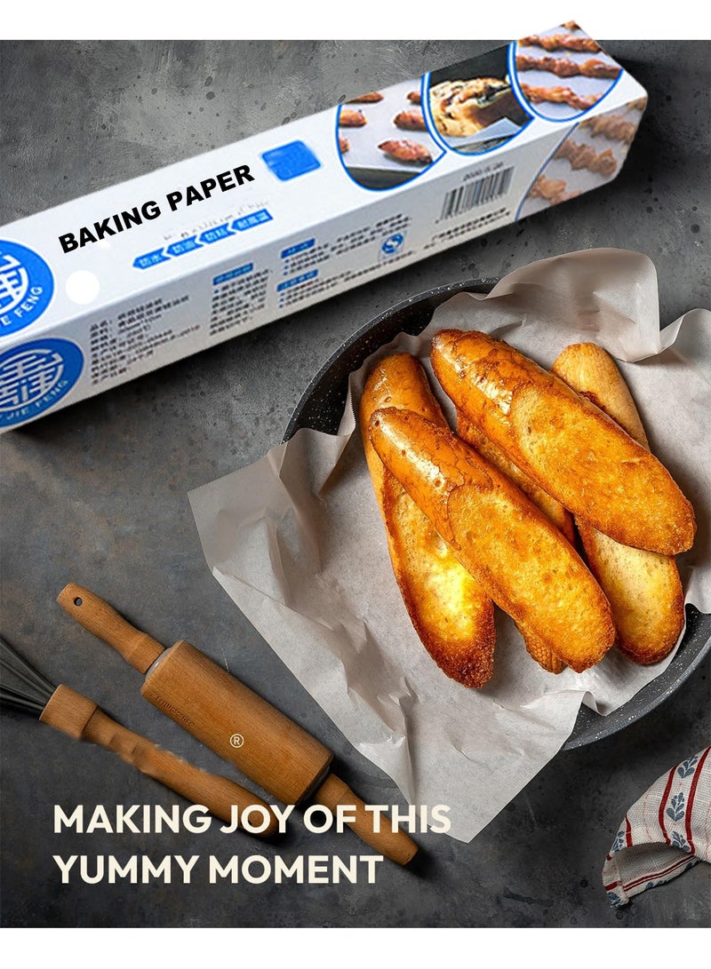 روعة 30 سم × 20 مترًا، قطعتان من ورق الخبز، ورق خبز غير لاصق أبيض مع قاطع للقلي الهوائي والخبز والطهي بالبخار - Image 5