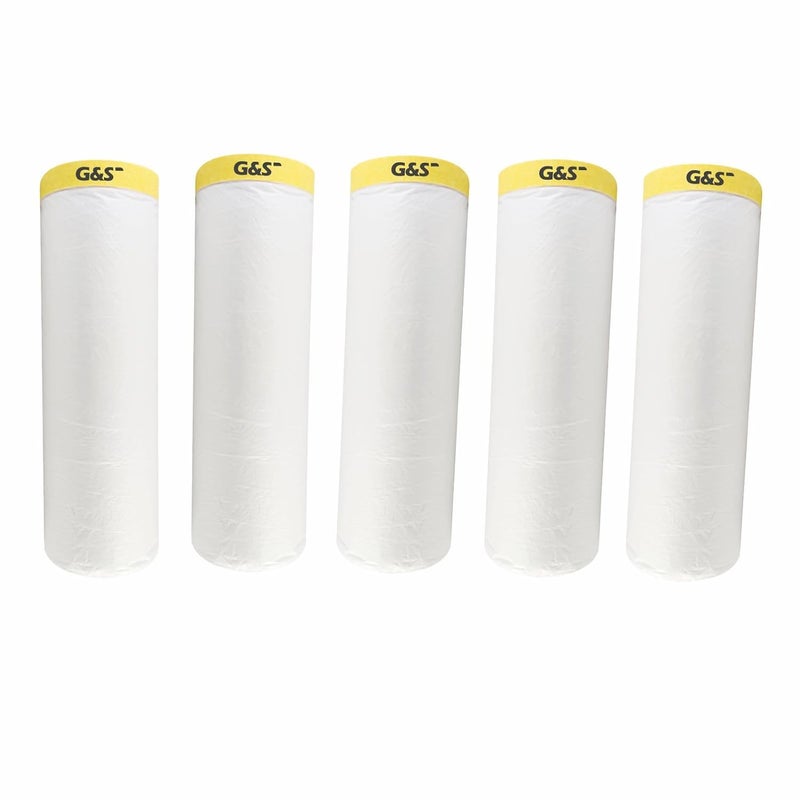 GS Pretaped Masking Sheet Tape for Protection from Dust, water, paint and moisture 1.85M (1800 mm x 20 meter) (Pack of 5) - Image 1