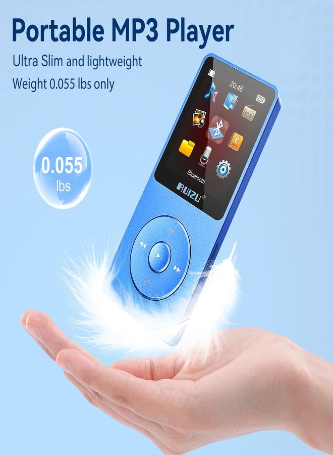 RUIZU 64GB MP3 Player with Bluetooth 5.3, Weight 0.055 lbs, Portable Music Player for Kids, Sports, FM Radio, Voice Recorder, 80 Hours Digital Audio Shuffle Playback, Support 128GB Micro SD Card, Blue - Image 4