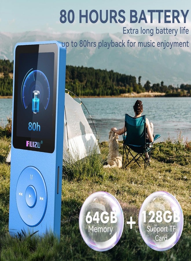 RUIZU 64GB MP3 Player with Bluetooth 5.3, Weight 0.055 lbs, Portable Music Player for Kids, Sports, FM Radio, Voice Recorder, 80 Hours Digital Audio Shuffle Playback, Support 128GB Micro SD Card, Blue - Image 5