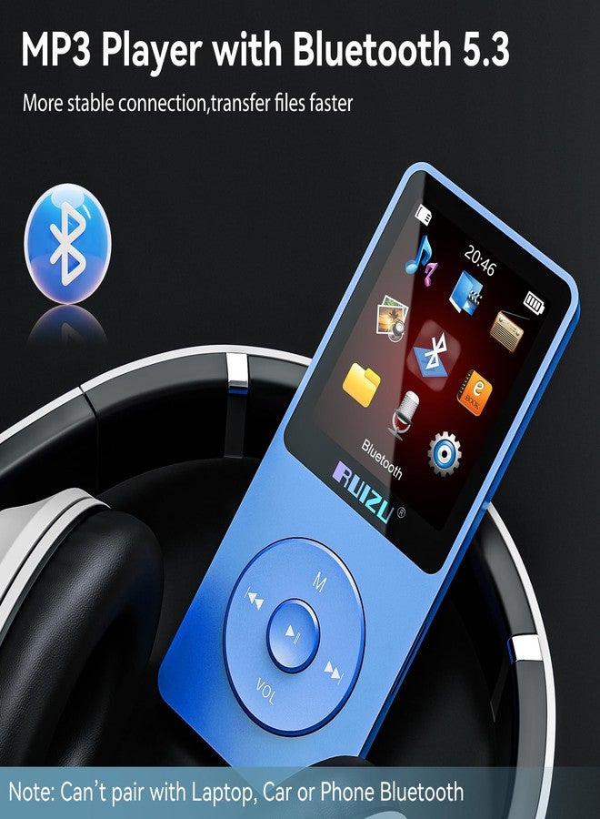 RUIZU 64GB MP3 Player with Bluetooth 5.3, Weight 0.055 lbs, Portable Music Player for Kids, Sports, FM Radio, Voice Recorder, 80 Hours Digital Audio Shuffle Playback, Support 128GB Micro SD Card, Blue - Image 2