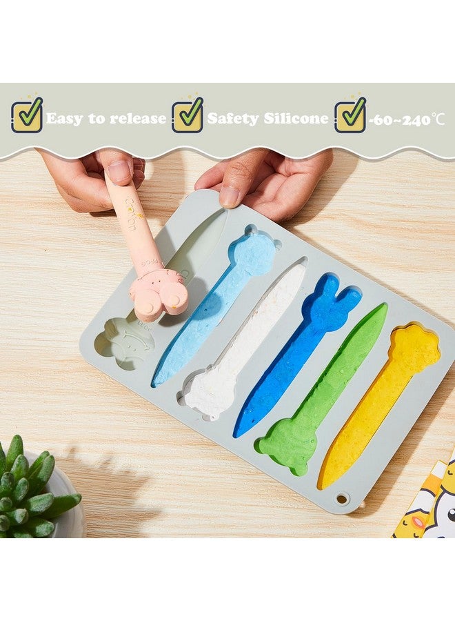 Tessco 4 Pack Assorted Crayon Molds Cavity 3D Crayon Silicone Mold Triangular Crayon Molds Silicone Chocolate Making Molds For Diy Wax Crayons Candle Melting Animal Flower Chocolate Pen Shapes Pink Gray - Image 3