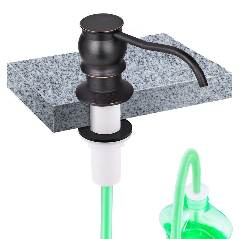 SAMODRA Soap Dispenser for Kitchen Sink Brass Pump Head OilRubbed Bronze Finish Built in Design with 39 Extension Tube Directly to Soap Bottle No More Messy RefillsNo Bottle