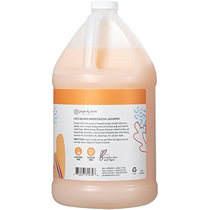 ginger lily farms BOTANICALS MOISTURIZING SHAMPOO FOR ALL HAIR TYPES, COCO MANGO, 100% VEGAN & CRUELTY-FREE, COCONUT MANGO SCENT, 1 GALLON (128 FL OZ) REFILL - Image 2