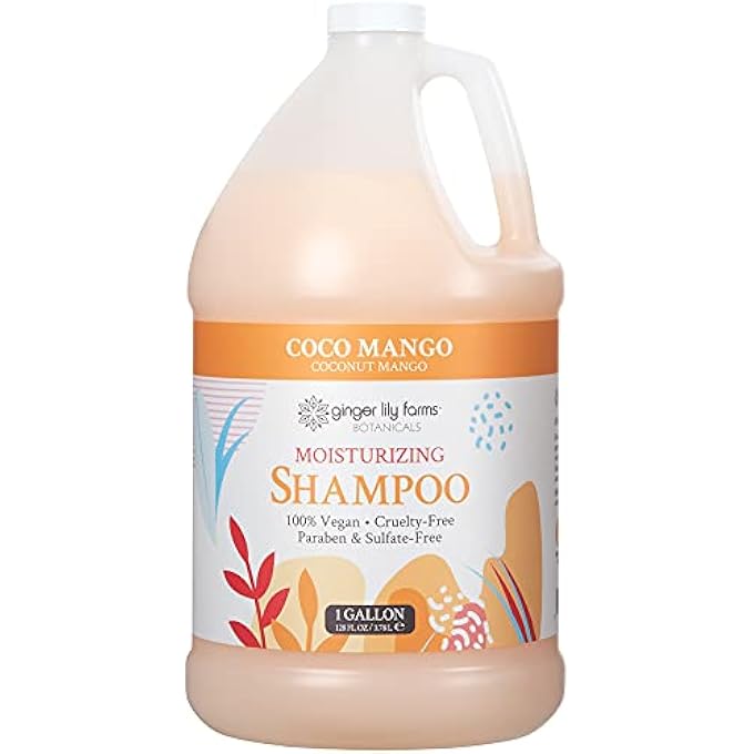 ginger lily farms BOTANICALS MOISTURIZING SHAMPOO FOR ALL HAIR TYPES, COCO MANGO, 100% VEGAN & CRUELTY-FREE, COCONUT MANGO SCENT, 1 GALLON (128 FL OZ) REFILL - Image 1