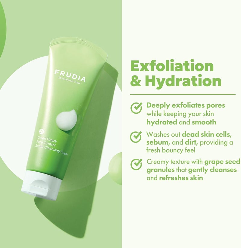 Wide range expanded design Green Grape Pore Control Scrub Cleansing Foam Global trendy simple build - Image 2