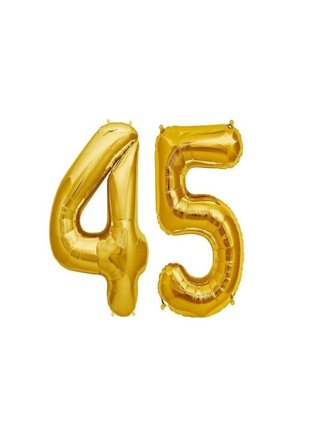 بالونات ديبتي ديكور رقم 45 (45) ذهبية اللون من رقائق الألومنيوم عالية الجودة، مصنوعة من اللاتكس المعدني، مقاس 16 بوصة، لتزيين حفلات أعياد الميلاد.