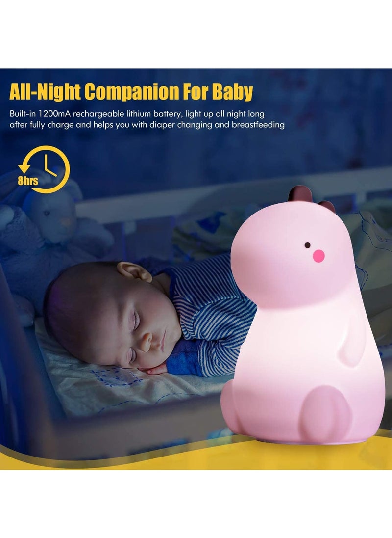 Generic - Dinosaur Night Light Touch Sensor Portable Rechargeable LED Lamp Cute Silicone Color Changing Nursery Light for Kids Room Gifts - Image 1