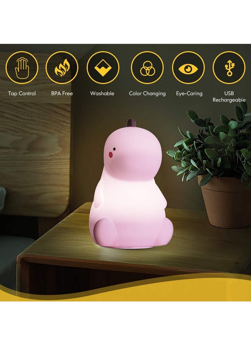 Generic - Dinosaur Night Light Touch Sensor Portable Rechargeable LED Lamp Cute Silicone Color Changing Nursery Light for Kids Room Gifts - Image 1