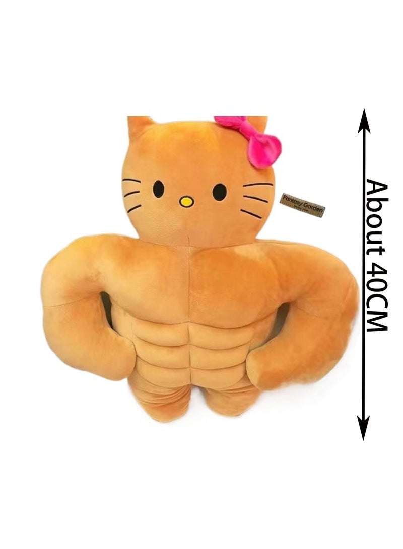 40cm Muscle Kitty Cat Plush Toy Funny Muscle Kitty Cat Black Skin Cute Plush Toy Pillow, Boy Girl Gift - Image 2