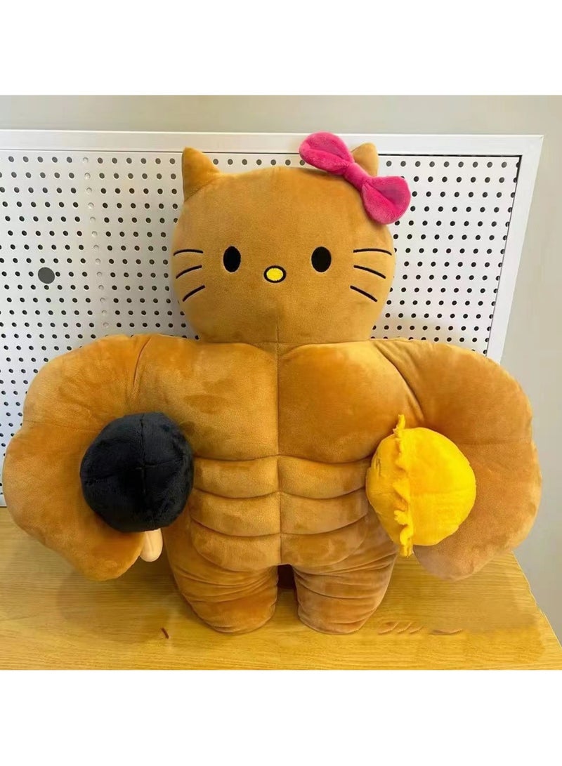 40cm Muscle Kitty Cat Plush Toy Funny Muscle Kitty Cat Black Skin Cute Plush Toy Pillow, Boy Girl Gift - Image 3