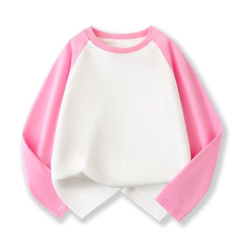 Children'S Raglan Long Sleeve T-Shirt Cotton Boys Fashion Brand Loose Version Of The Top Big Girls Inside The Base Shirt - Image 3