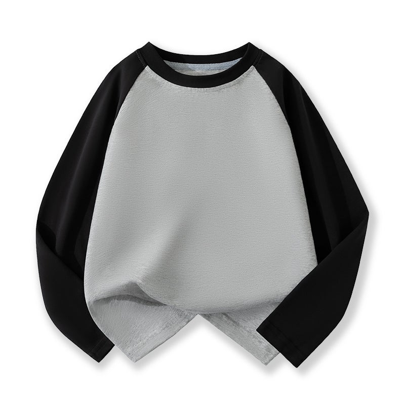 Children'S Raglan Long Sleeve T-Shirt Cotton Boys Fashion Brand Loose Version Of The Top Big Girls Inside The Base Shirt - Image 1