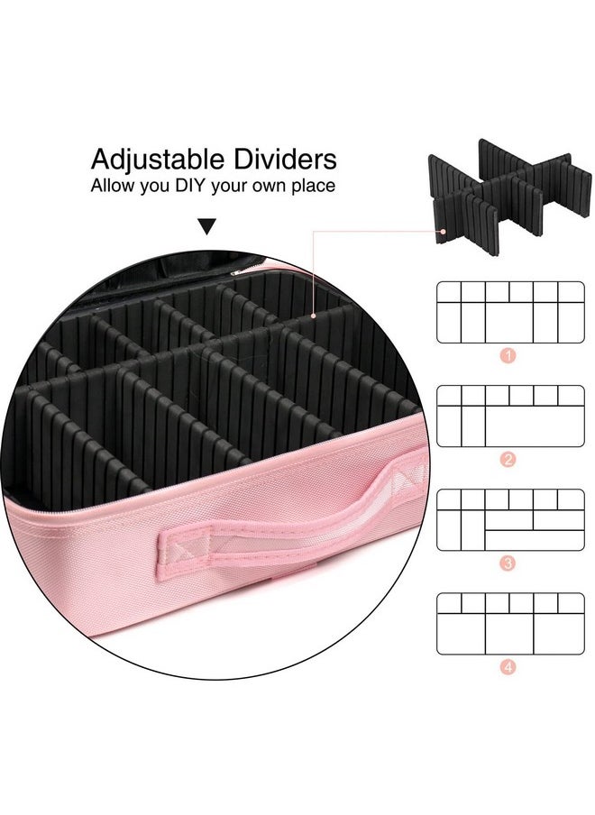 INOVERA (LABEL) INOVERA (LABEL) Nylon Makeup Organizer Bag,Cosmetic Bag Professional Storage With Adjustable Compartment (Rose Gold, Medium - (34L X 23B X 12H Cm))  - Image 5