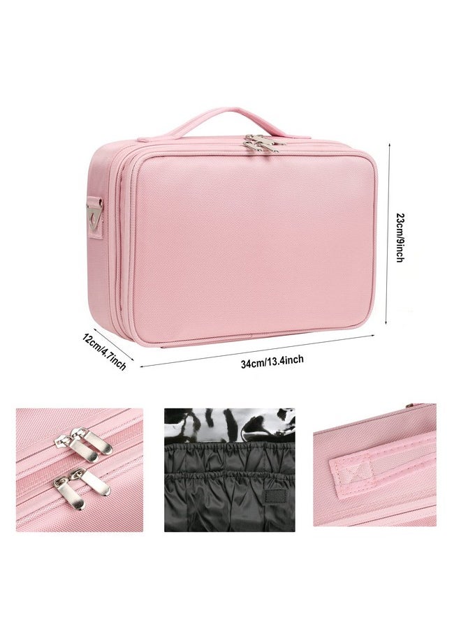 INOVERA (LABEL) INOVERA (LABEL) Nylon Makeup Organizer Bag,Cosmetic Bag Professional Storage With Adjustable Compartment (Rose Gold, Medium - (34L X 23B X 12H Cm))  - Image 2