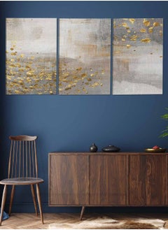 LOWHA Set Of 3 Framed Canvas Wall Arts Stretched Over Wooden Frame Speckled Vintage Abstract Paintings For Home Living Room Office Decor  - Image 2