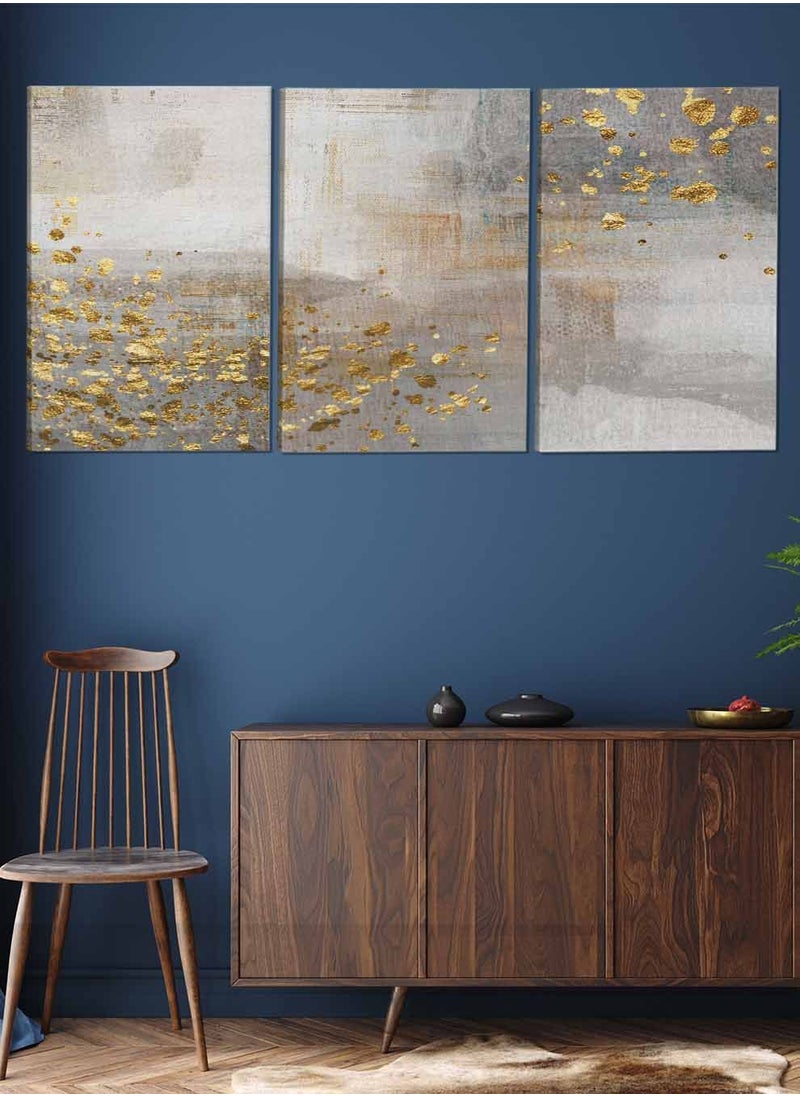 LOWHA Set Of 3 Framed Canvas Wall Arts Stretched Over Wooden Frame Speckled Vintage Abstract Paintings For Home Living Room Office Decor  - Image 2