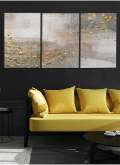 LOWHA Set Of 3 Framed Canvas Wall Arts Stretched Over Wooden Frame Speckled Vintage Abstract Paintings For Home Living Room Office Decor  - Image 3