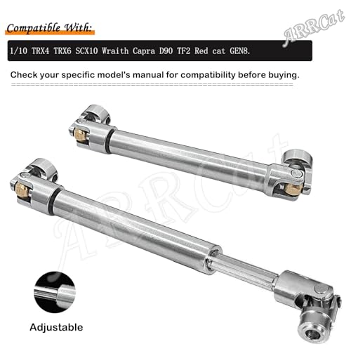 ARRCat 2PCS 90125MM Stainless Steel Universal Drive Shaft for 110 TRX4 TRX6 SCX10 Wraith Capra D90 TF2 Red cat GEN8 110 RC CrawlerARRCat RC Upgrade Parts HopUps Centre Drive Shaft - Image 5