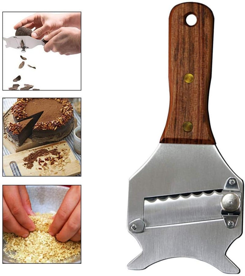 Luckam Premium Multi-functional Stainless Steel Truffle Slicer with Adjustable Butter Shaver & Elegant Wooden Handle for Perfect Truffle & Chocolate Curls - Image 2