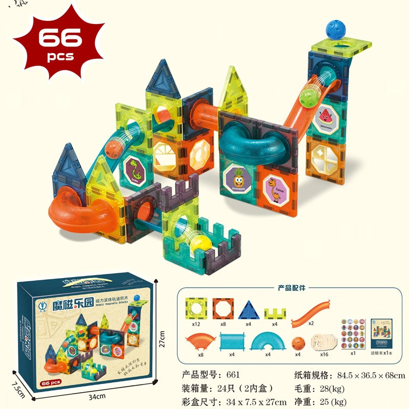 Q-Color Window Magnetic Tiles Children'S Educational Magnetic Assembly Pipe Building Blocks Versatile Construction Track Toy Gift - Image 1