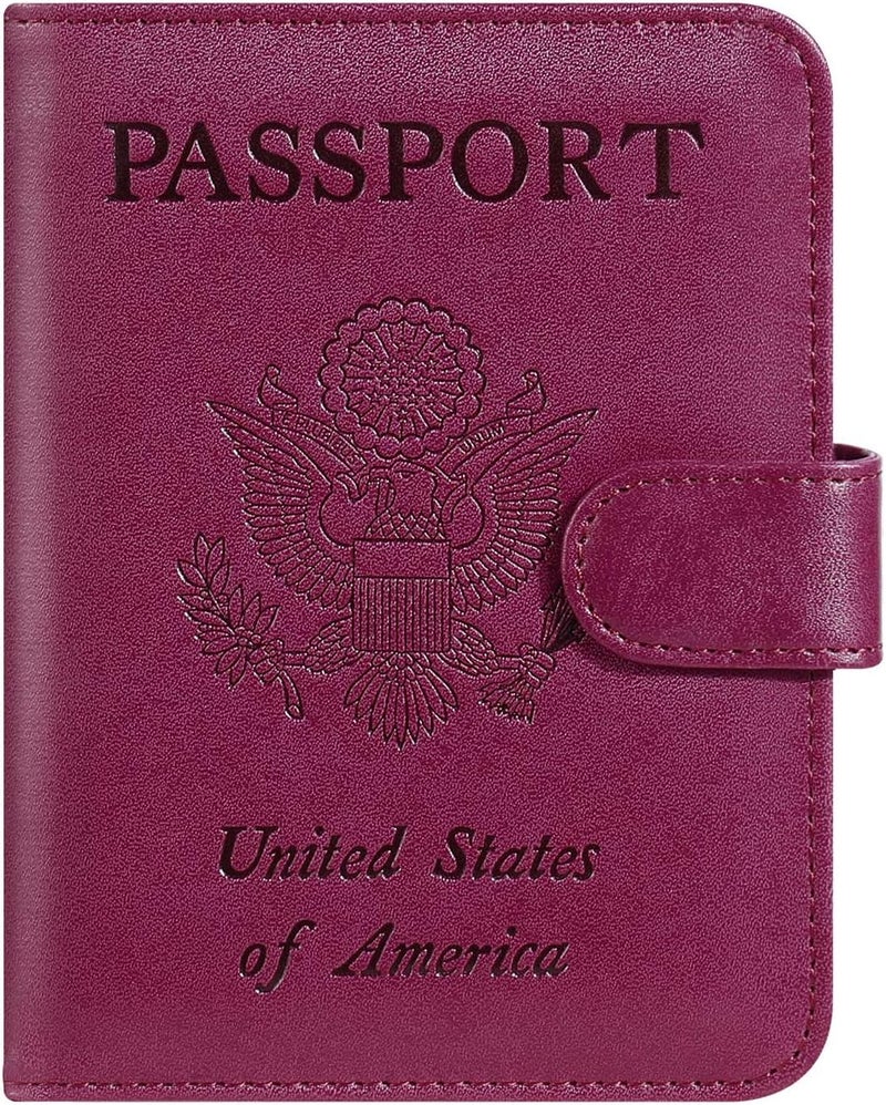 PASCACOO Passport Holder Cover Wallet RFID Blocking Leather Card Case Travel Accessories for Women Men (Purple) - Image 1