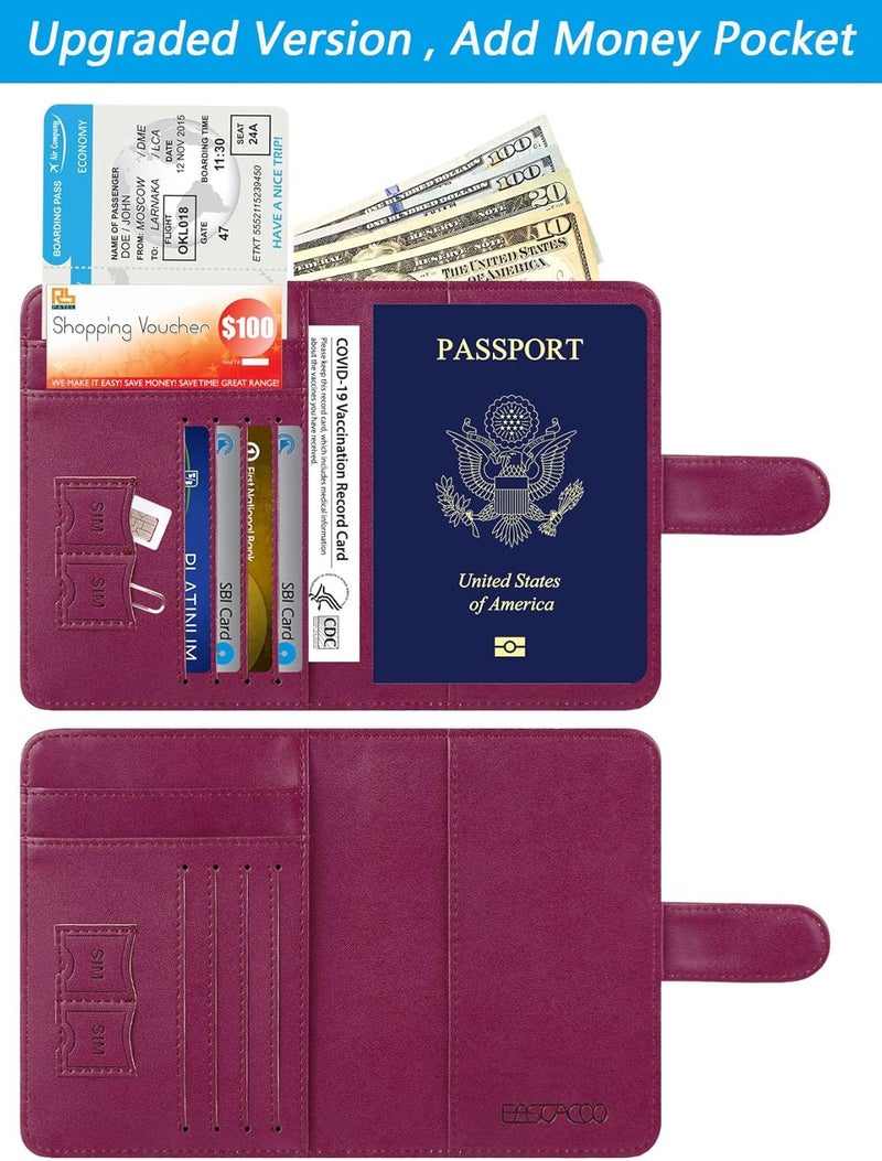 PASCACOO Passport Holder Cover Wallet RFID Blocking Leather Card Case Travel Accessories for Women Men (Purple) - Image 3