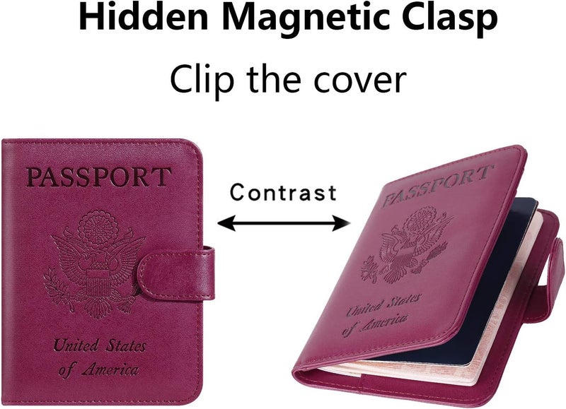 PASCACOO Passport Holder Cover Wallet RFID Blocking Leather Card Case Travel Accessories for Women Men (Purple) - Image 5
