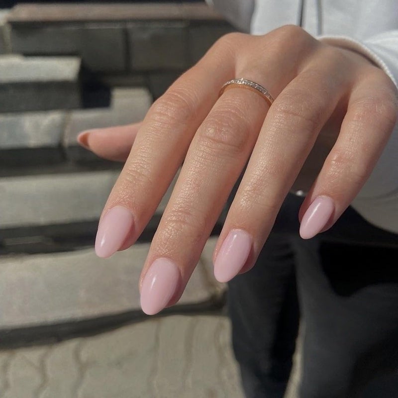 KQueenest Pastel Light Pink Press on Nails Short Oval, Glossy Soft Gel Fake Nails Press on, Extra Short Almond Fake Nails with UV Cover, Thick Acrylic Glue on Nails for Wome Wedding & Everyday 4 Pcs - Image 3