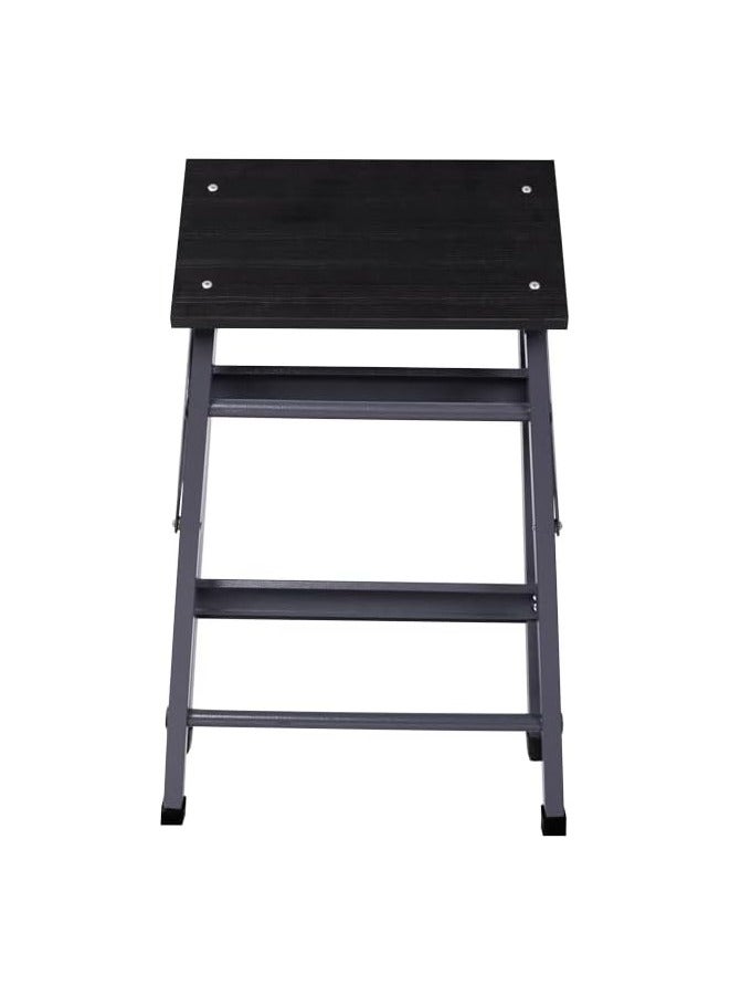 2-Step Kitchen Ladder Dark Grey Small L-KT-2 Heavy Duty Folding Stool - Image 1