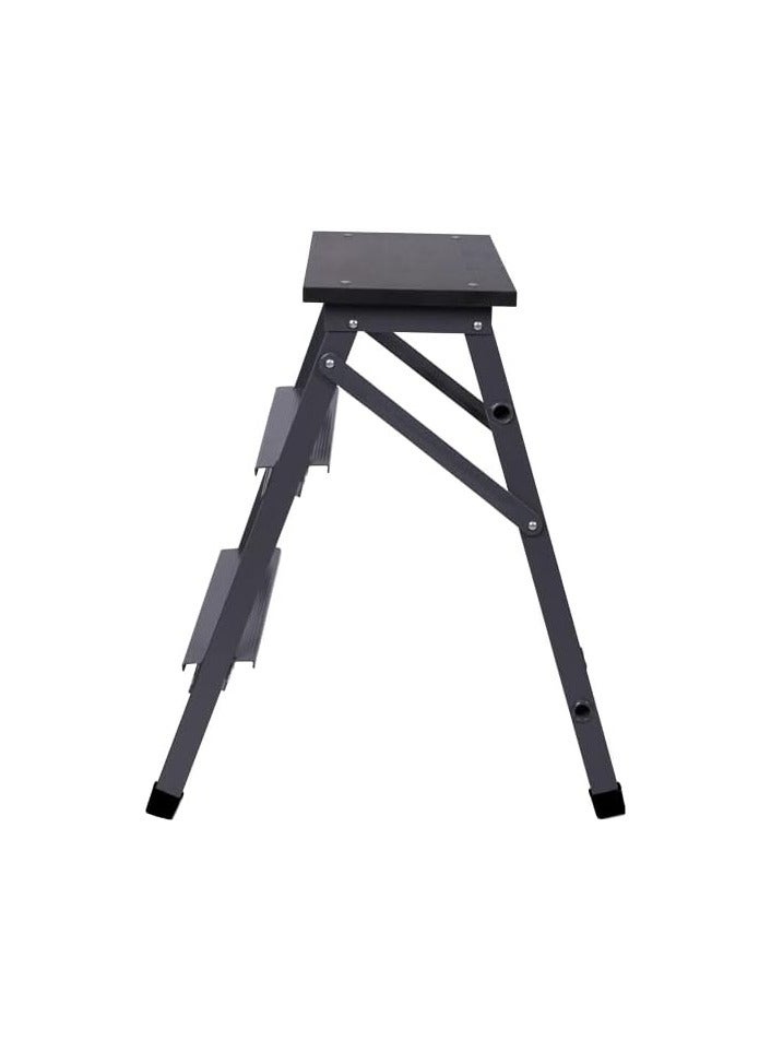 2-Step Kitchen Ladder Dark Grey Small L-KT-2 Heavy Duty Folding Stool - Image 3