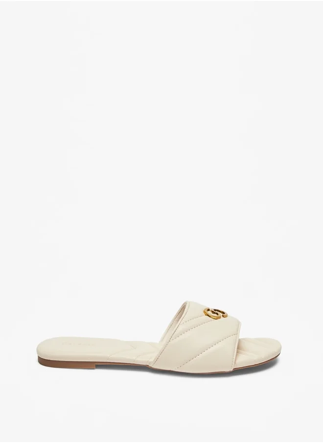 سيليست Women's Quilted Slip-On Sandals with Logo Accent