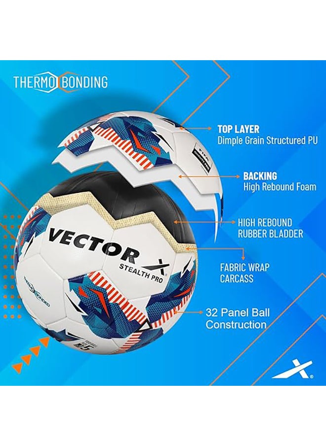 Vector X - Stealth Pro Thermo Bonded PU Football | Size 5 | Moulded | Professional | Match | Training | Practice | Soccer Ball - Image 1