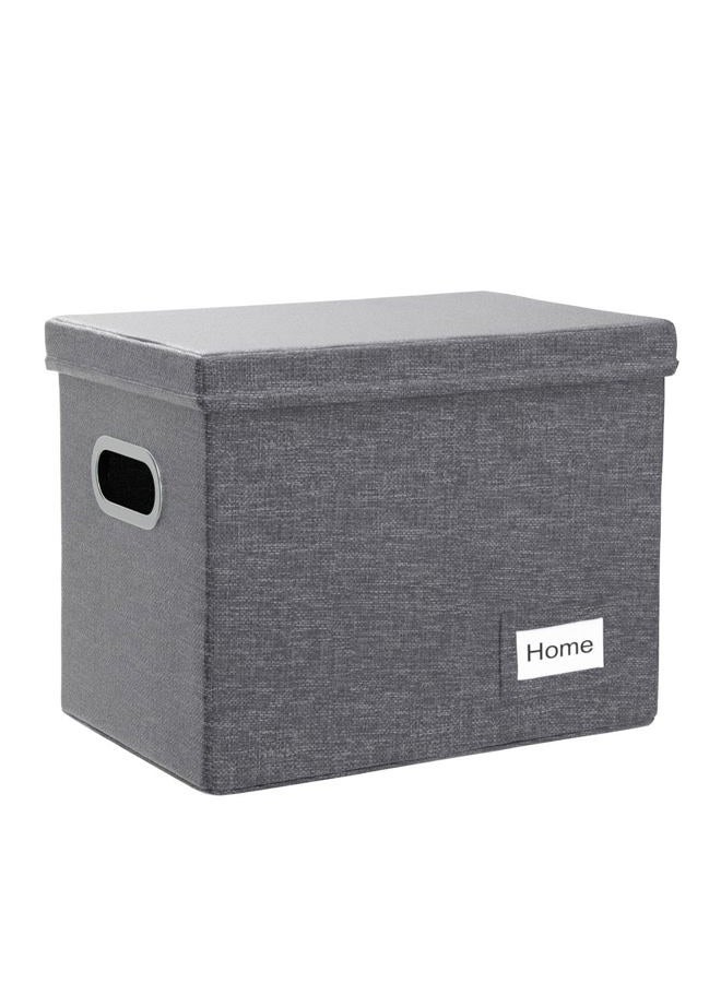 PRANDOM File Organizer Box - Set of 2 Collapsible Decorative Linen Filing Storage Hanging File Folders with Lids Office Cabinet Letter Size Grey 14x9.3x10.8 inch - Image 4