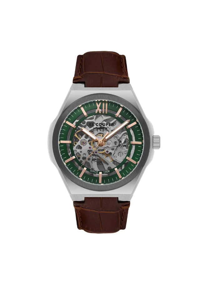 Lee Cooper Men's Watch, Automatic  Display and Leather Strap - LC08050.354, Brown