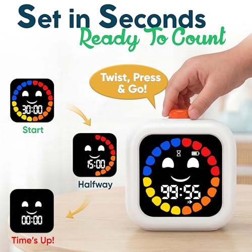 VISSE Digital Visual Timer for Kids - Rechargeable, Silent Count Up/Down for Calmer Routines - 99 Min Countdown Kids Timer for Classroom, Home & Therapy - Builds Focus & Independence - Image 3
