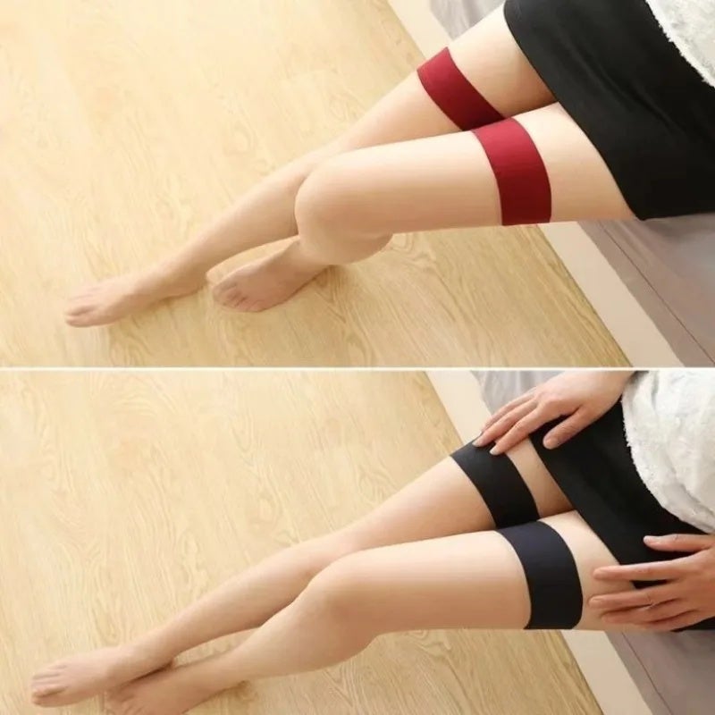 Women's Patchwork Fishnet Thigh High Stockings - Image 2