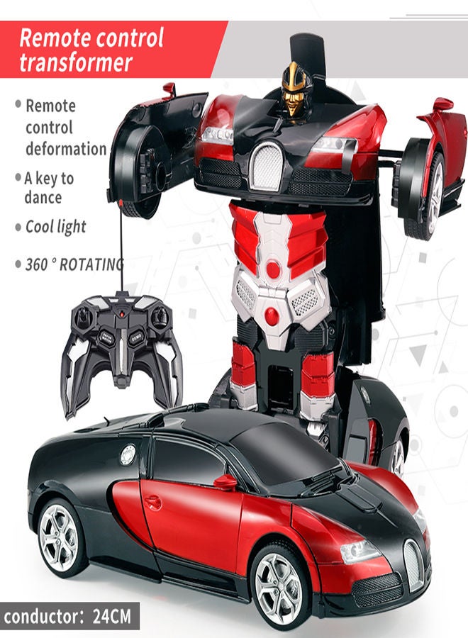 AROAQ Add Di Red Remote Control Car Transform Robot RC Car with 40MHz Version Remote And One Button Transforming 360 Degree Rotation Drifting Ideal Car Scale and Birthday Gift  - Image 1
