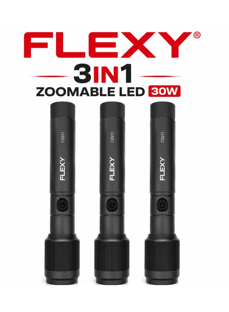 فليكسي طقم كشافات FLEXY Ranger R3 FZ302 القابلة للشحن 3 في 1، بطارية 8000 مللي أمبير، LED بقدرة 30 واط، شحن Type-C، ضمان 4 سنوات - Image 1