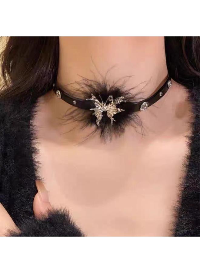 Sweet Cool Wind ~ Leather Rope Short Collar Female Niche Choker Neck Chain European And American Wind High Sense Necklace