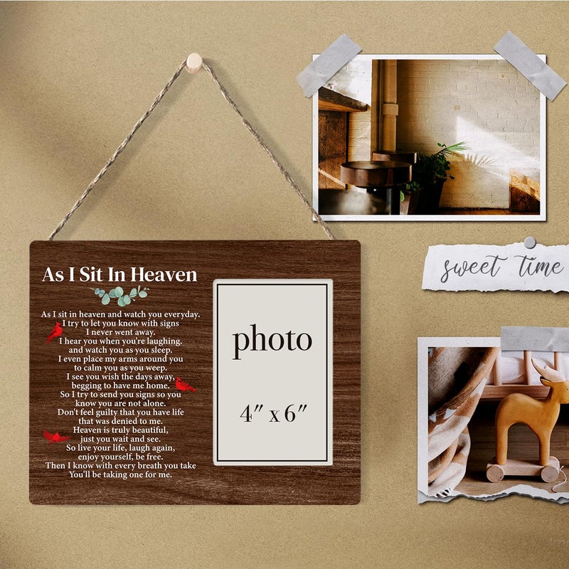 Zauly Sympathy Gift Wood Picture Frame, Memorial Gift for Loss of Loved One, As I Sit in Heaven Picture Frames, 4 x 6 Inch Photo - Image 4