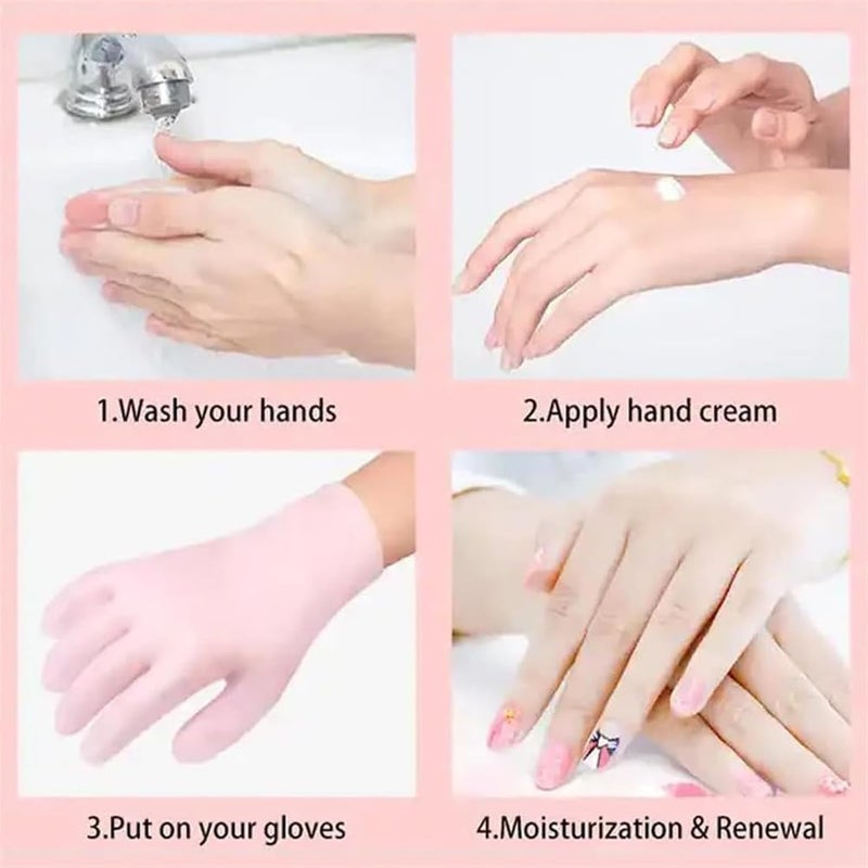 KRUPAVI 1 Pair Silicone Gloves for Dry Cracked Feet Hands Silicone Moisturizing Gloves for Women Hand Care Spa Gel Hands Gloves After Pedicure Multi Color - Image 4