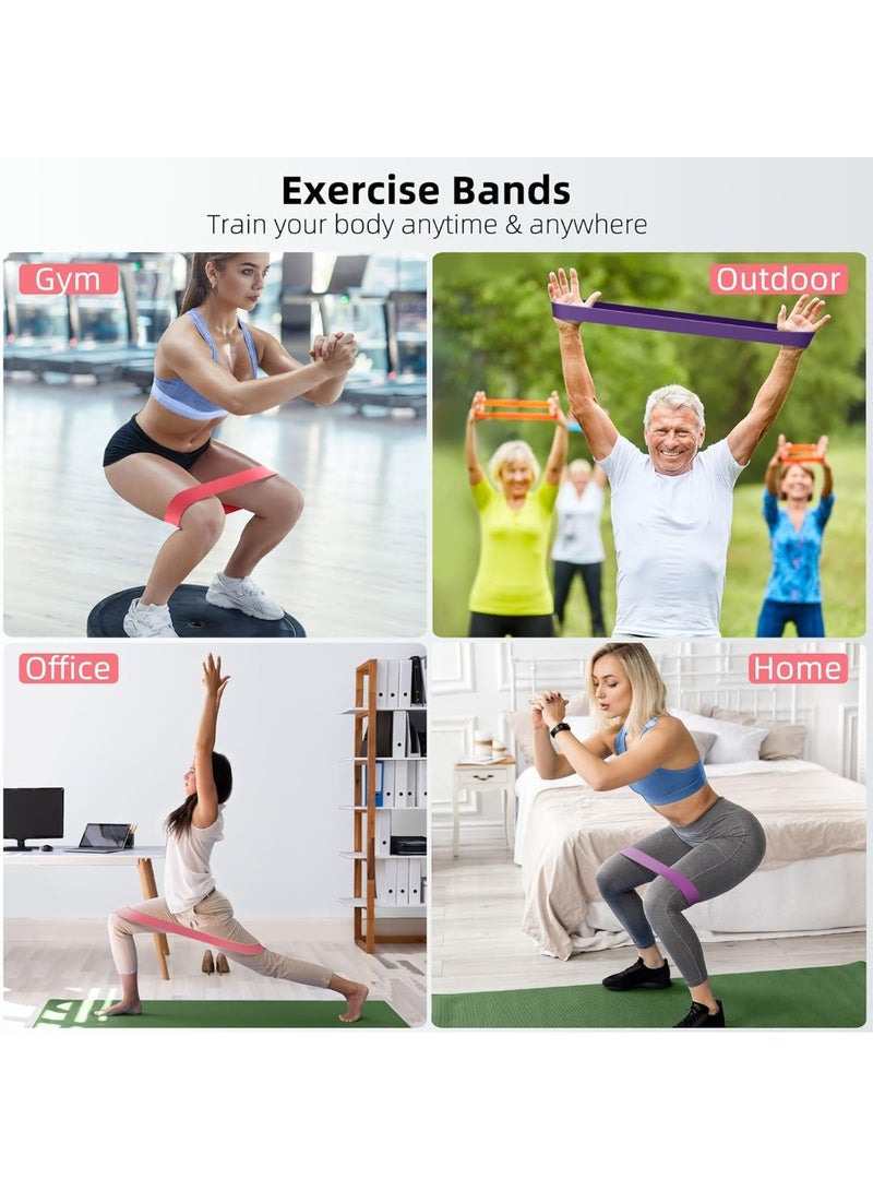 RADIANCES Resistance Band Set, 5-Pack Elastic Exercise Bands for Strength Training, Stretching, Workout; Home Gym Equipment for Women Men, Pilates Yoga Physical Therapy, Leg Glute Arm Exercise Kit(Blue) - Image 3