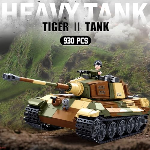 Sluban WW2 Tiger II Army Tank, Building Kit Set, Military Model Toys, with 4 Soldier Figures, Gifts for 6-12 Years Kids Old Army Toys, Compatible with Lego Tank, 930 PCS - Image 2