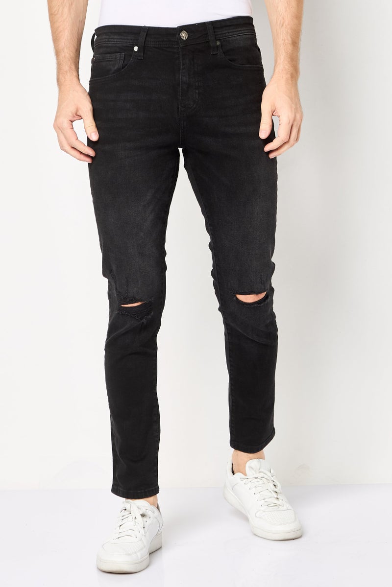 DKNY Men Regular Fit Washed Stretchable Jeans, Black - Image 1