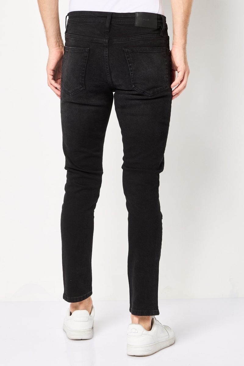 DKNY Men Regular Fit Washed Stretchable Jeans, Black - Image 4