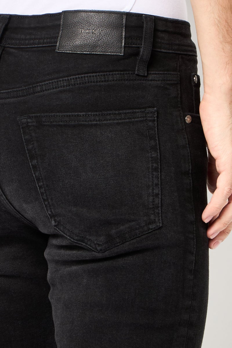 DKNY Men Regular Fit Washed Stretchable Jeans, Black - Image 3