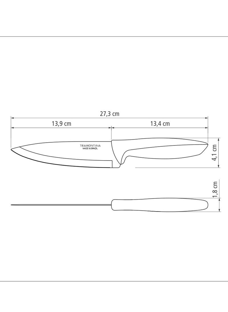 TRAMONTINA - Since 1911,Made in Brazil- Plenus 6 Inches Chef Knife with Stainless Steel Blade and White Polypropylene Handle - Image 1