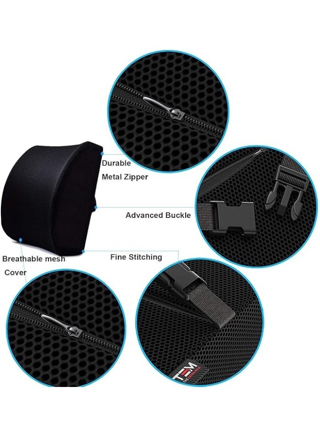 2-in-1 Premium Memory Foam Seat Cushion & Lumbar Support Kit - Ergonomic Back & Coccyx Pillow for Back Pain Relief - Practical for Car, Office Chair, Wheelchair - Image 3